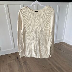 Talbots Woman’s Cream Cable Knit Lambswool Sweater Size Large